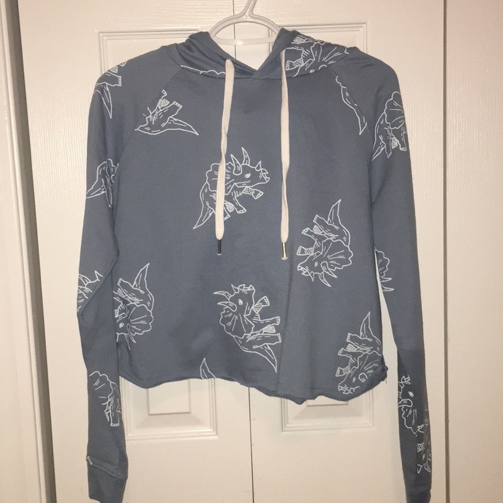 Blue sweatshirt with Triceratops